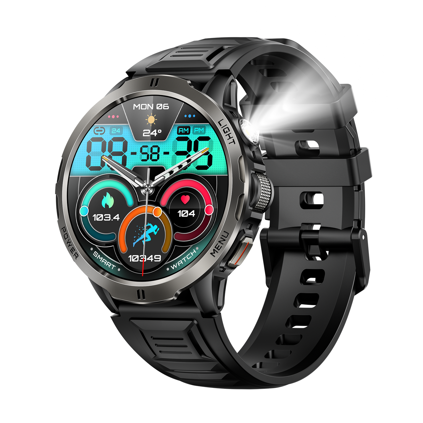 Rollme Glide Outdoor Smartwatch with Optical Scroll Wheel, 1.7" Large Display,  1100mAh Battery