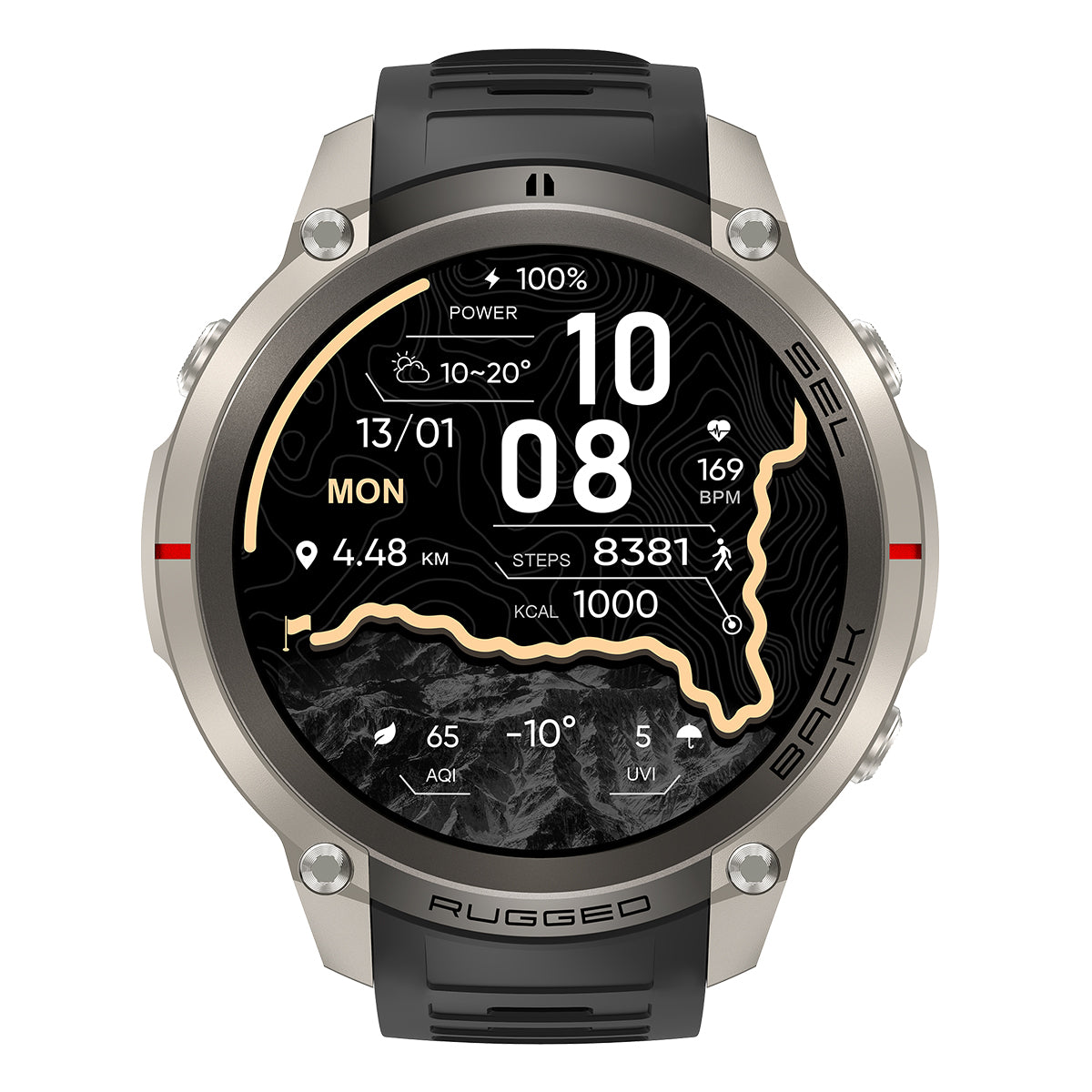 Rollme Hero D5 Smartwatch Built with GPS Precision, Offline Maps & 170+ Sports Modes