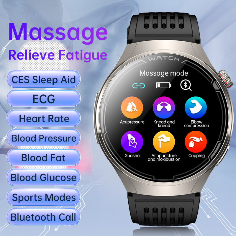 Rollme Hero M5 Ultra- Health Smartwatch with CES Sleep Aid, Massage, ECG and Blood Glucose