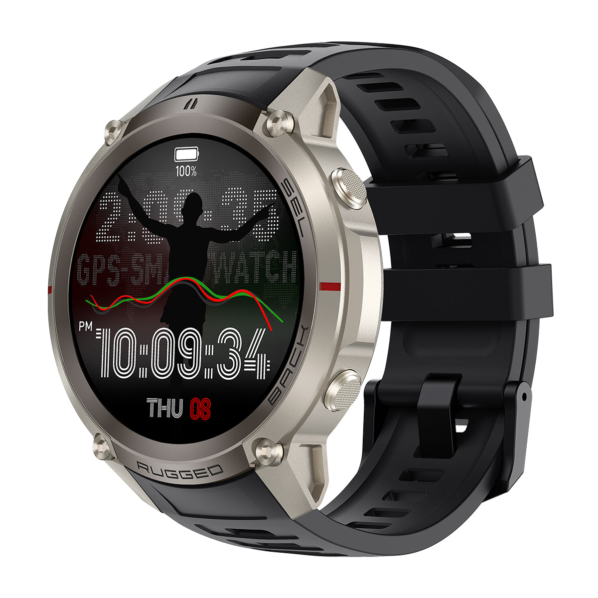 Rollme Hero D5 Smartwatch Built with GPS Precision, Offline Maps & 170+ Sports Modes