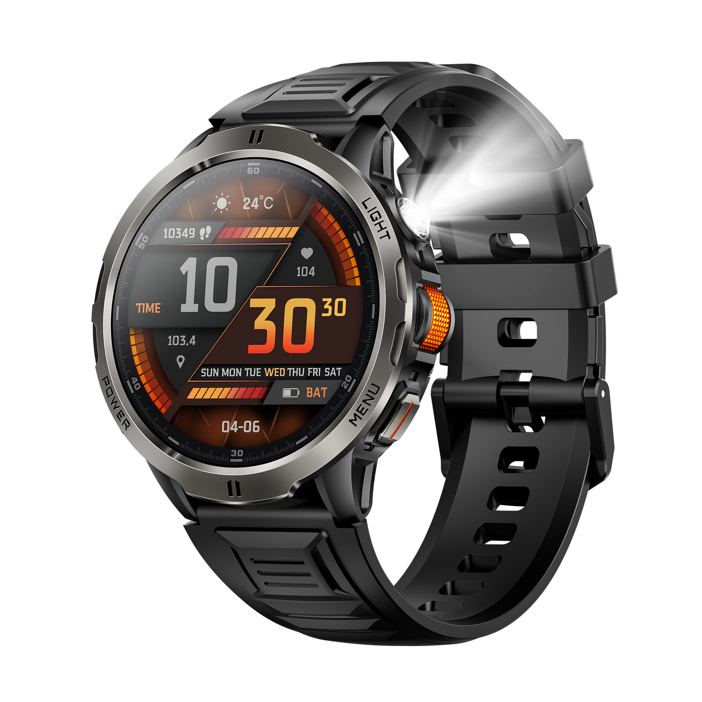 Rollme Glide Outdoor Smartwatch with Optical Scroll Wheel, 1.7" Large Display,  1100mAh Battery