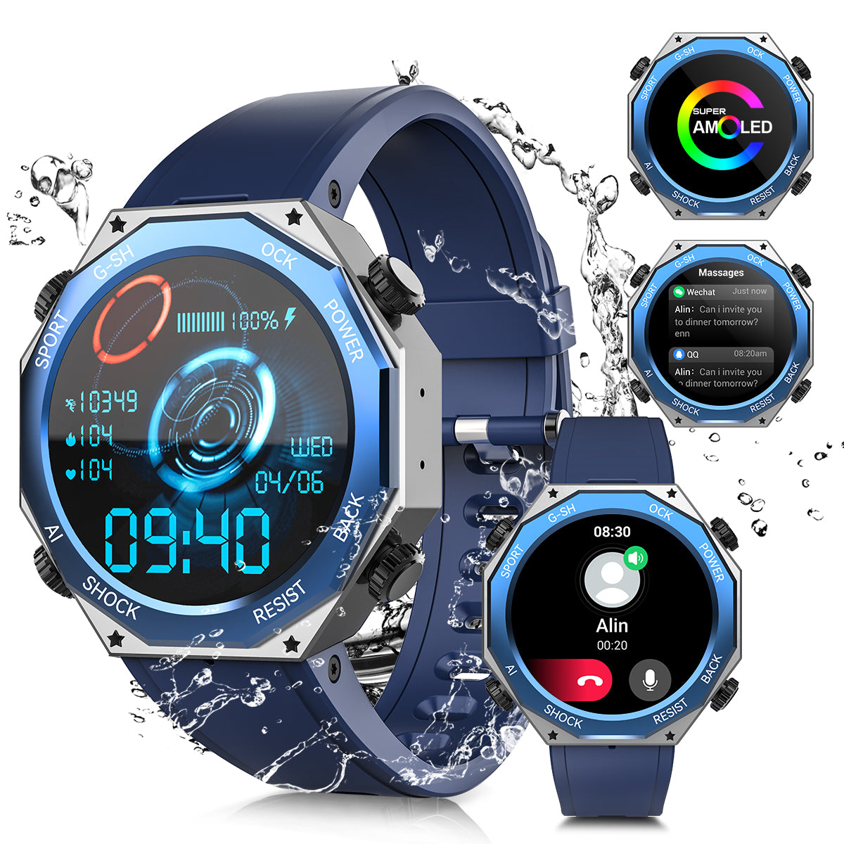 Hero Smartwatch Rollme Hero M1 Titanium Non-invasive blood glucose Smartwatch 680 mAH